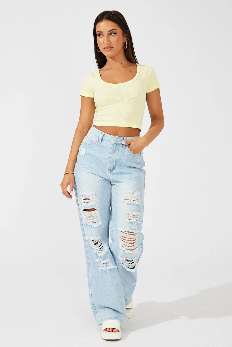 Yellow T Shirt Short Sleeve Round Neck Seamless sold by Ally Fashion product image thumbnail 2