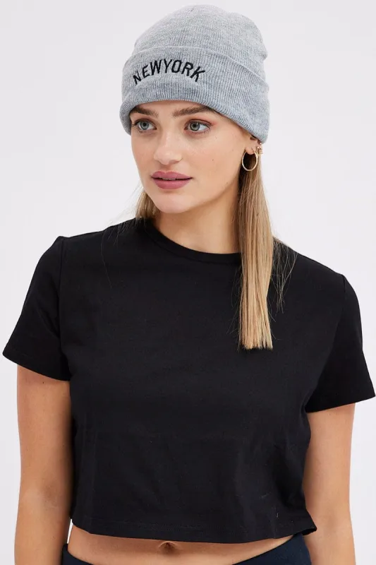 Grey New York Beanie sold by Ally Fashion