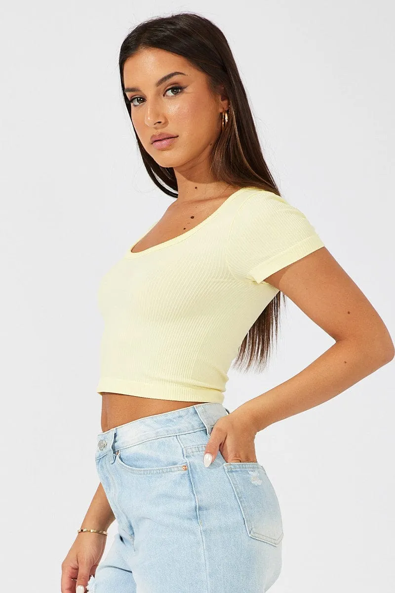 Yellow T Shirt Short Sleeve Round Neck Seamless sold by Ally Fashion product image thumbnail 4