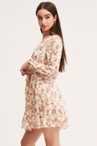 Print Mini Dress Long Sleeve V Neck sold by Ally Fashion