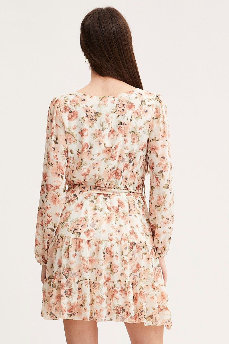 Print Mini Dress Long Sleeve V Neck sold by Ally Fashion product image thumbnail 5