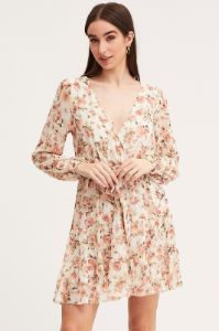 Print Mini Dress Long Sleeve V Neck sold by Ally Fashion