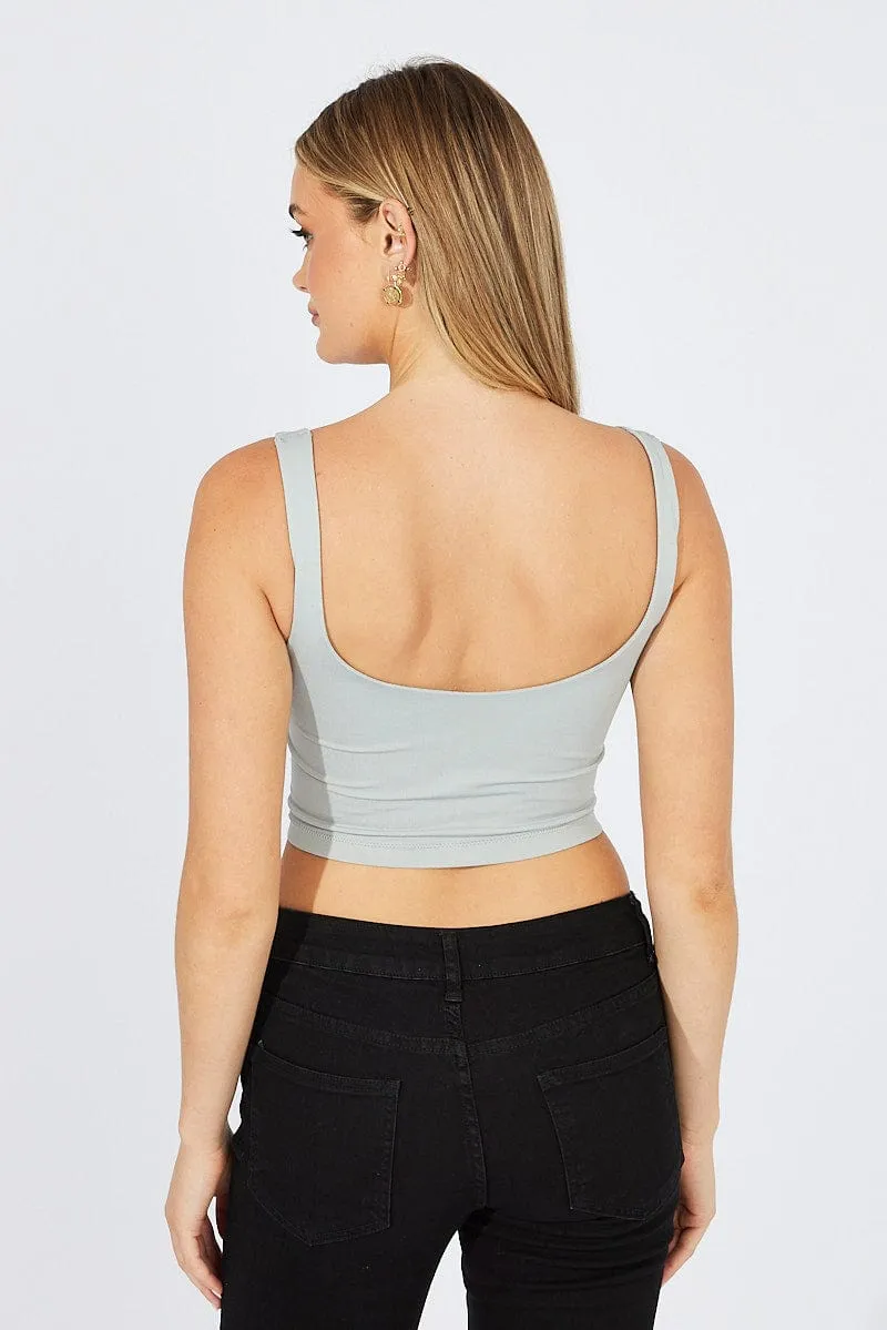 Grey Crop Tank Top Seamless sold by Ally Fashion product image thumbnail 5