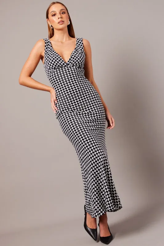 Black Geo Slip Dress Maxi sold by Ally Fashion