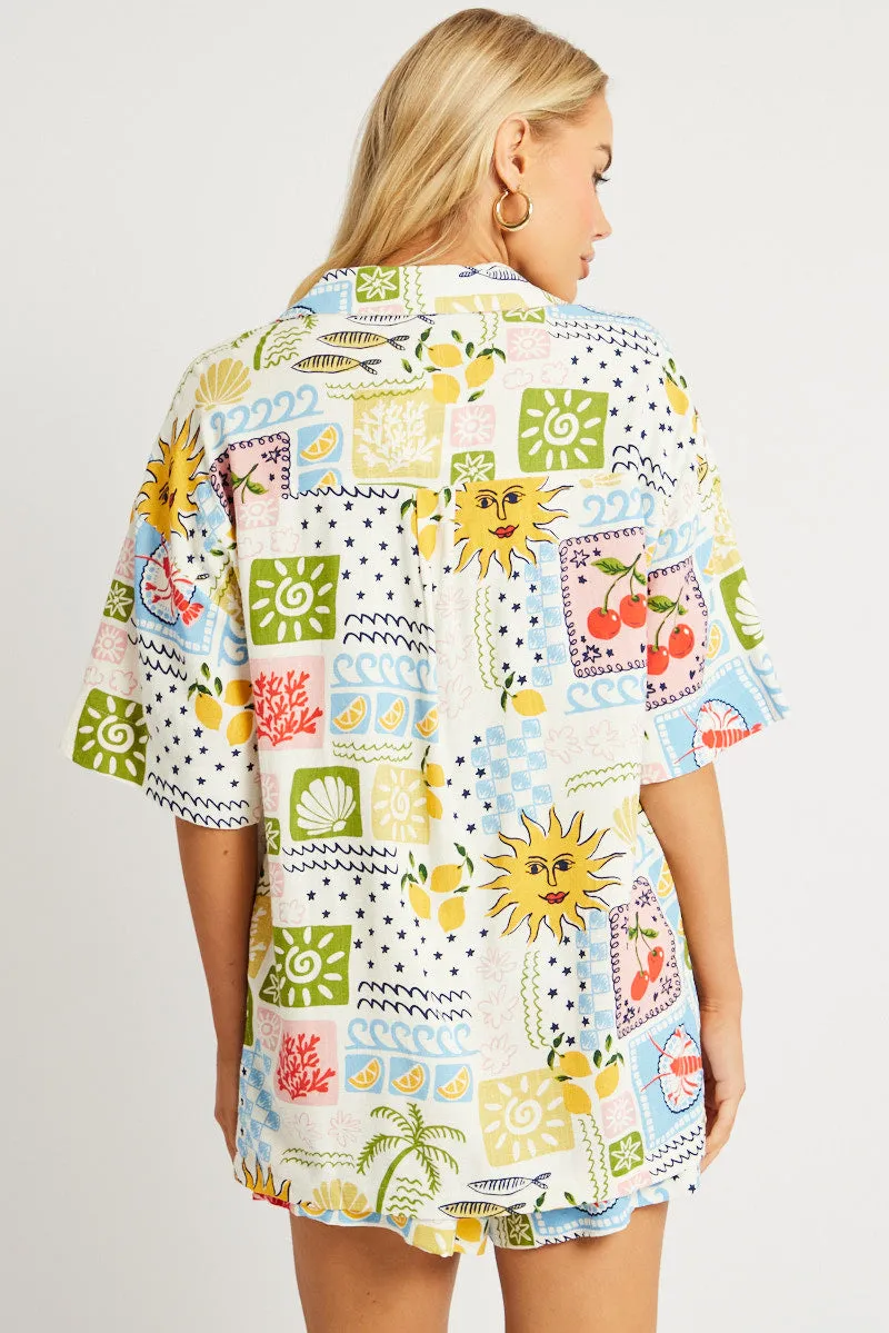 Multi Abstract Relaxed Shirt Short Sleeve sold by Ally Fashion product image thumbnail 5