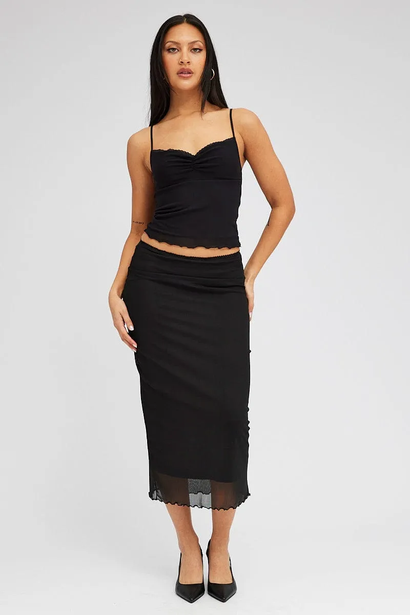 Black Midi Skirt High Rise Mesh sold by Ally Fashion product image thumbnail 3