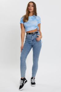 Blue Tie Dye Drawstring Top sold by Ally Fashion