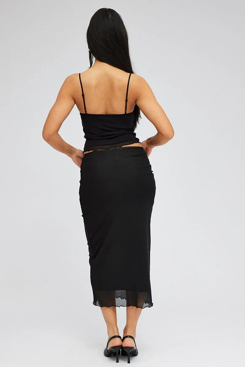 Black Midi Skirt High Rise Mesh sold by Ally Fashion product image thumbnail 5