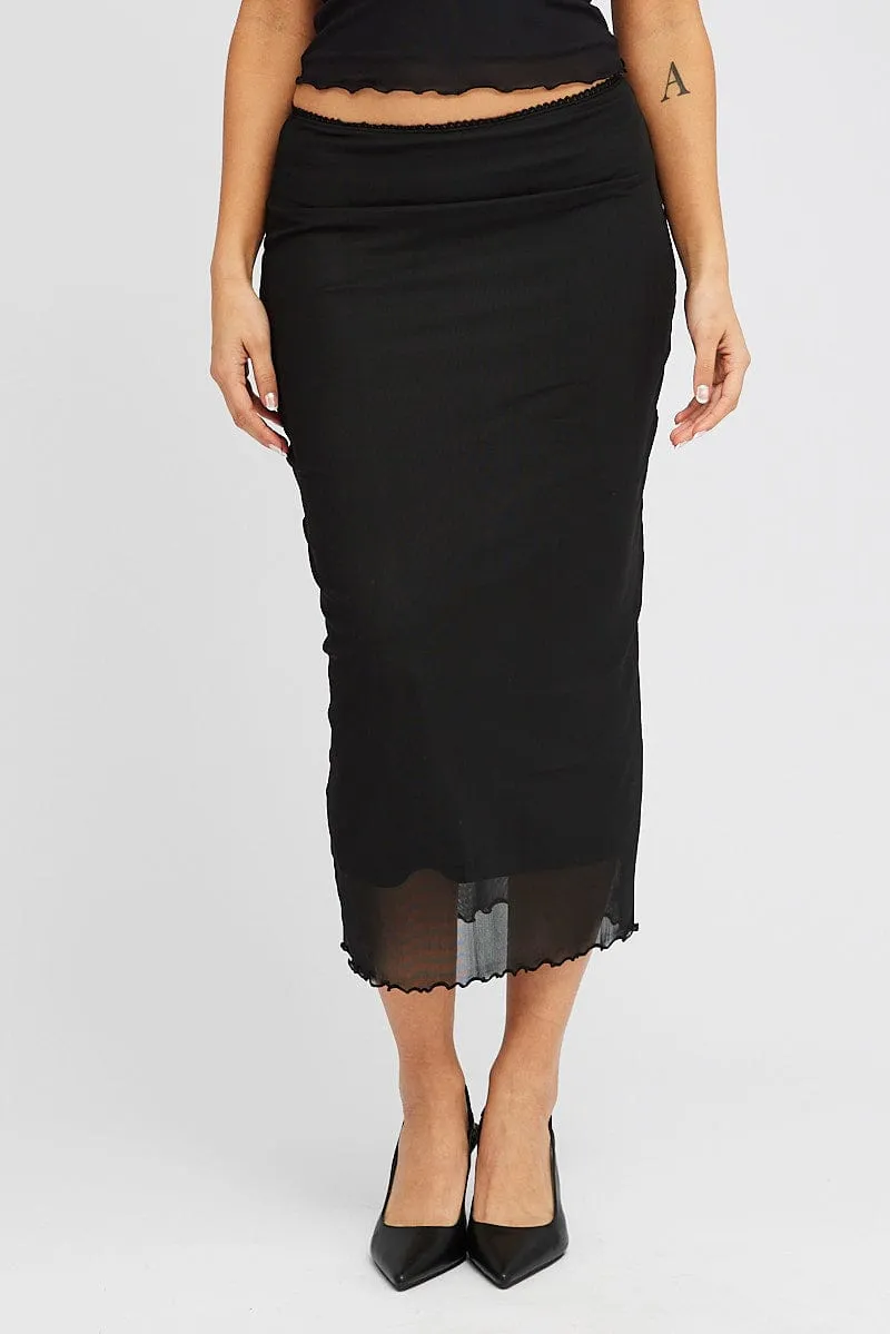 Black Midi Skirt High Rise Mesh sold by Ally Fashion product image thumbnail 2