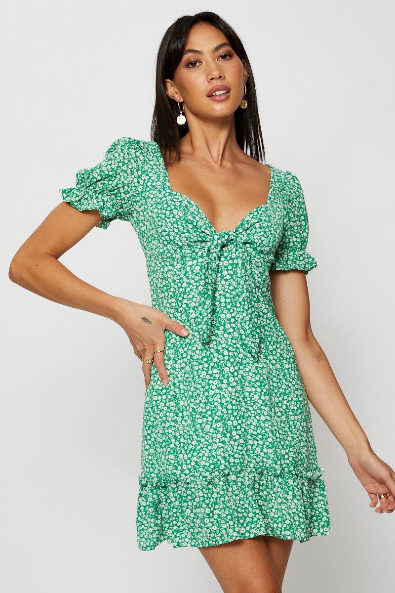 Print Mini Dress Short Sleeve sold by Ally Fashion