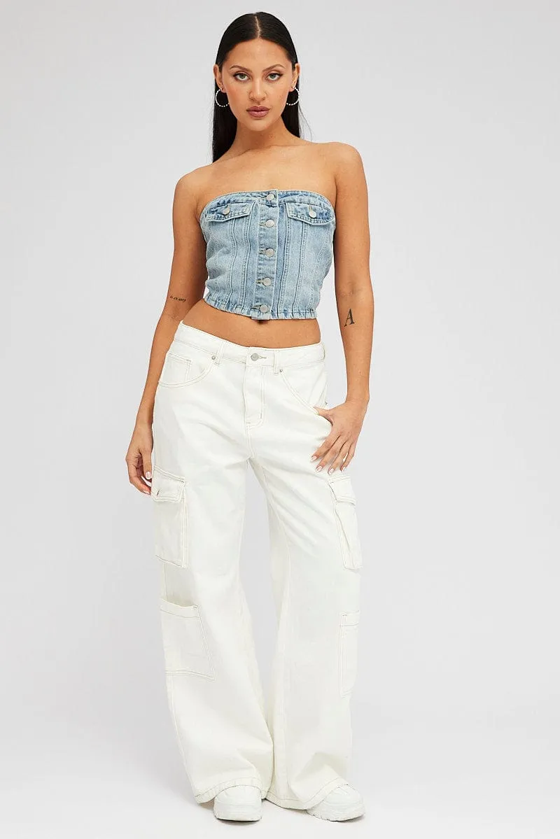 Denim Bandeau Top Sleeveless Corset sold by Ally Fashion product image thumbnail 2