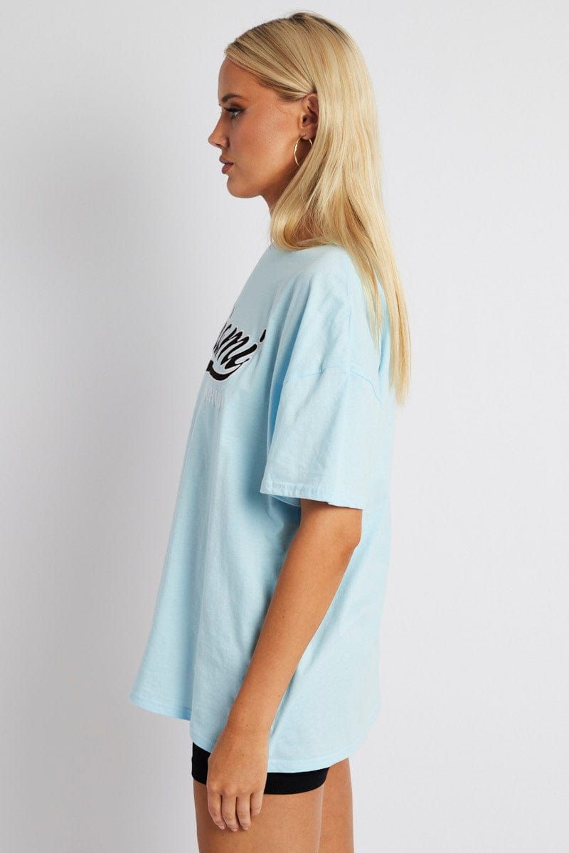 Blue Embroidery Baby Tee Slogan Crop T-shirt sold by Ally Fashion product image thumbnail 4