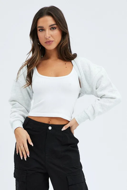 Grey Bolero Long Sleeve Crop sold by Ally Fashion