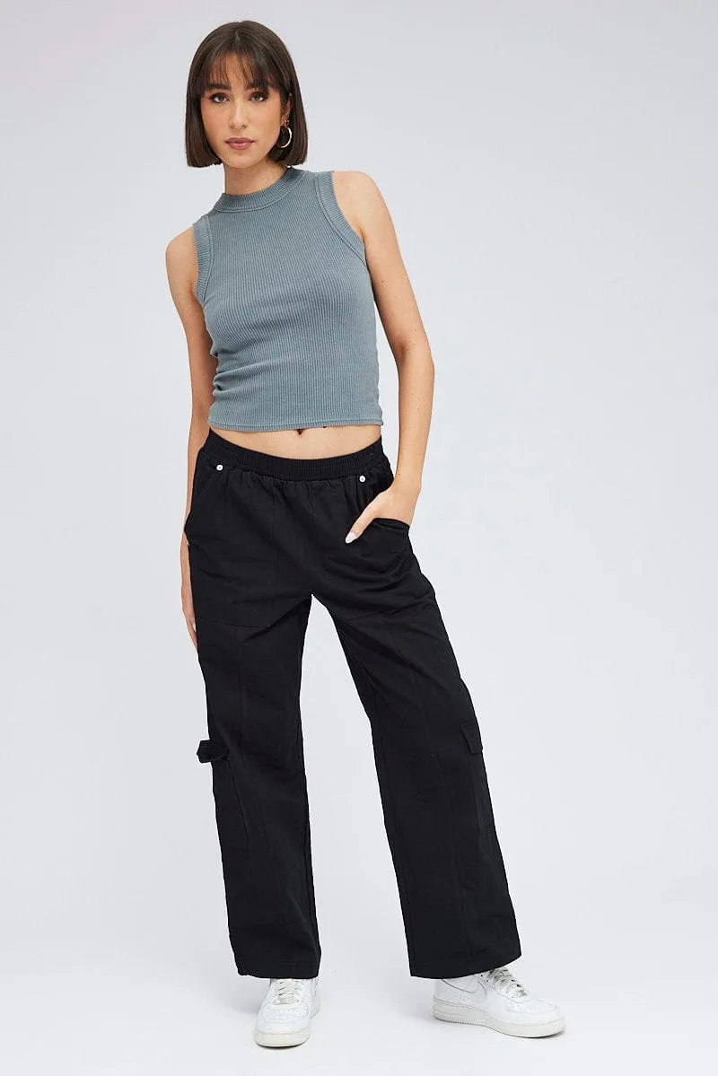 Grey Tank Top Sleeveless Crew Neck Washed sold by Ally Fashion product image thumbnail 2