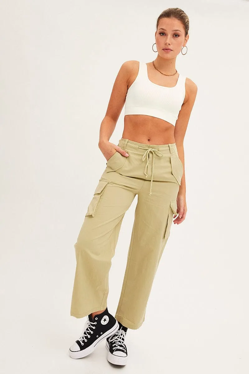 Green Cargo Pants Relaxed Wide Leg sold by Ally Fashion product image thumbnail 4