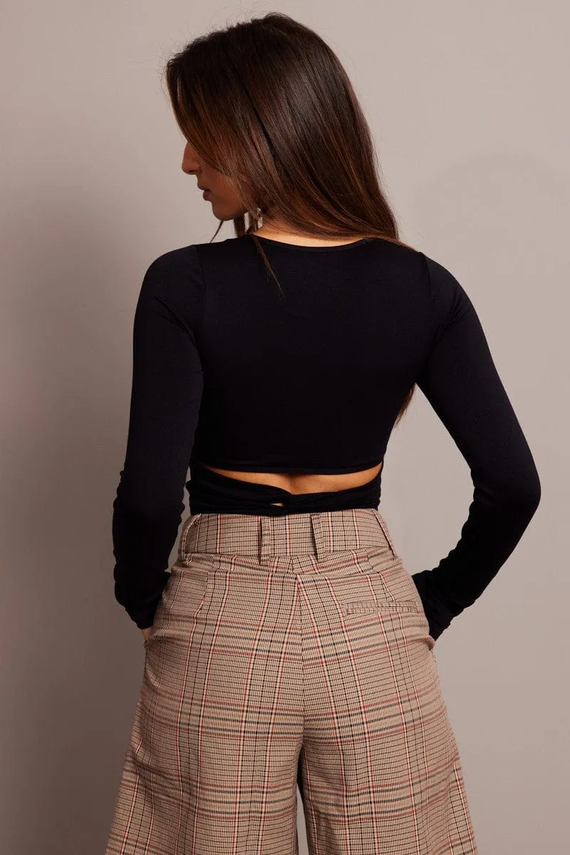 Black Seamless Top boat neck long sleeve sold by Ally Fashion product image thumbnail 5