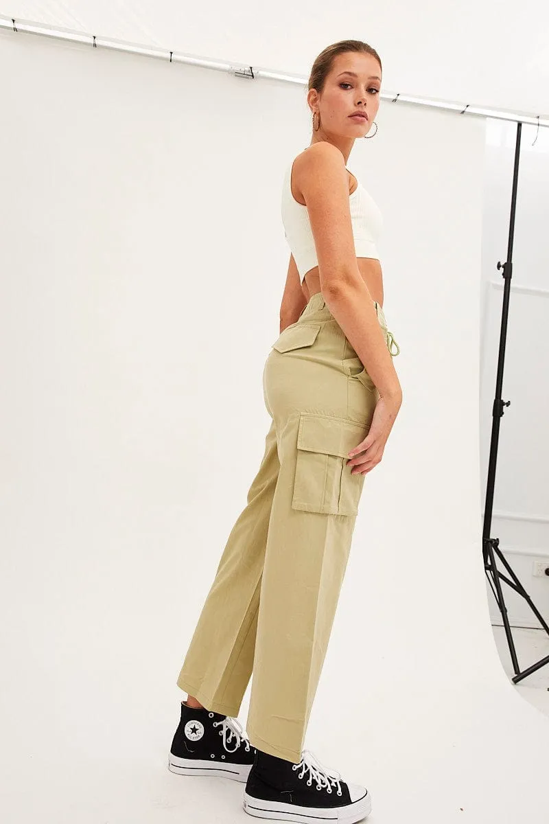 Green Cargo Pants Relaxed Wide Leg sold by Ally Fashion product image thumbnail 3
