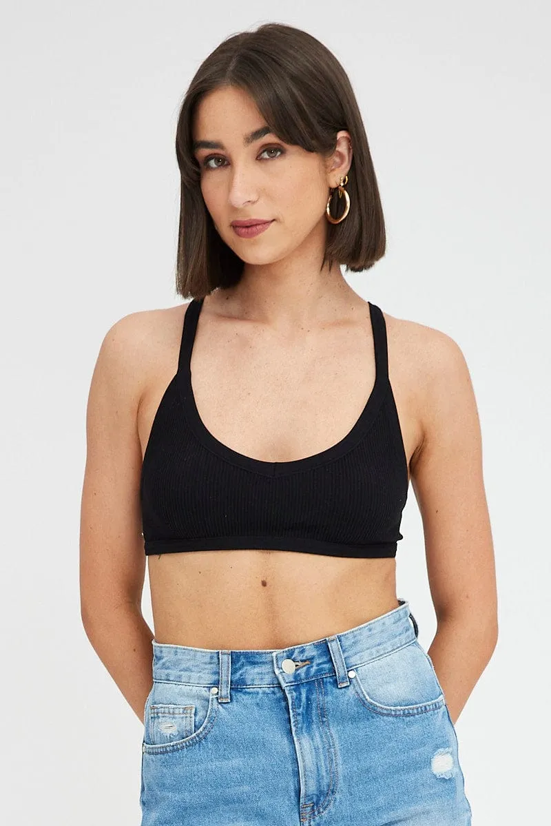 Black Bralette V Neck Seamless sold by Ally Fashion product image thumbnail 3