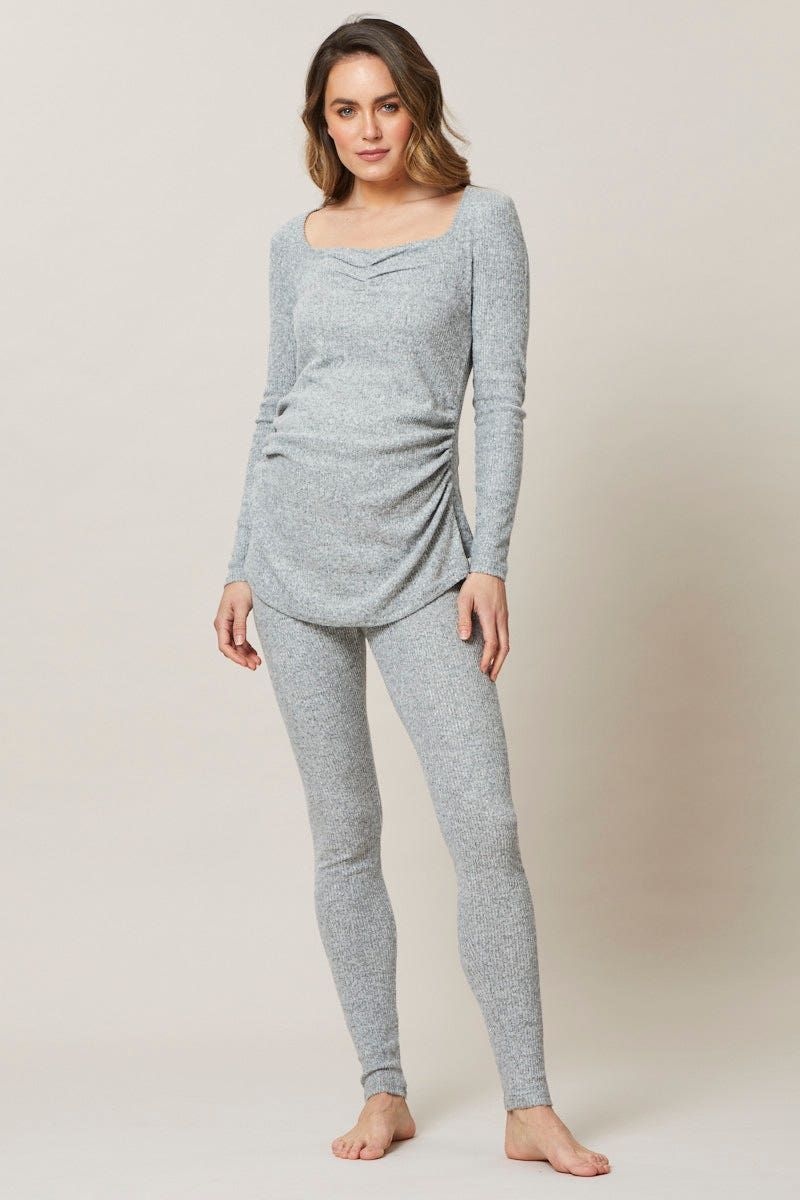 Grey Maternity Long Sleeve Brushed Rib Nightwear Set sold by Ally Fashion