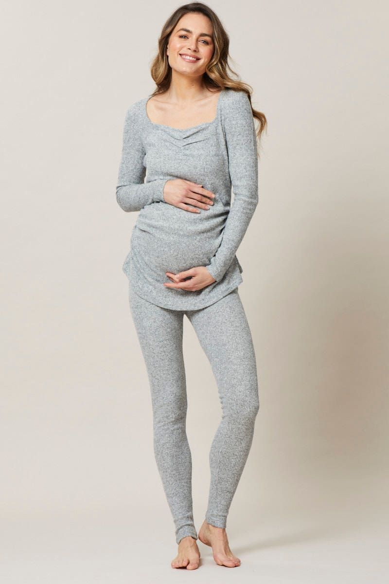 Grey Maternity Long Sleeve Brushed Rib Nightwear Set sold by Ally Fashion product image thumbnail 2