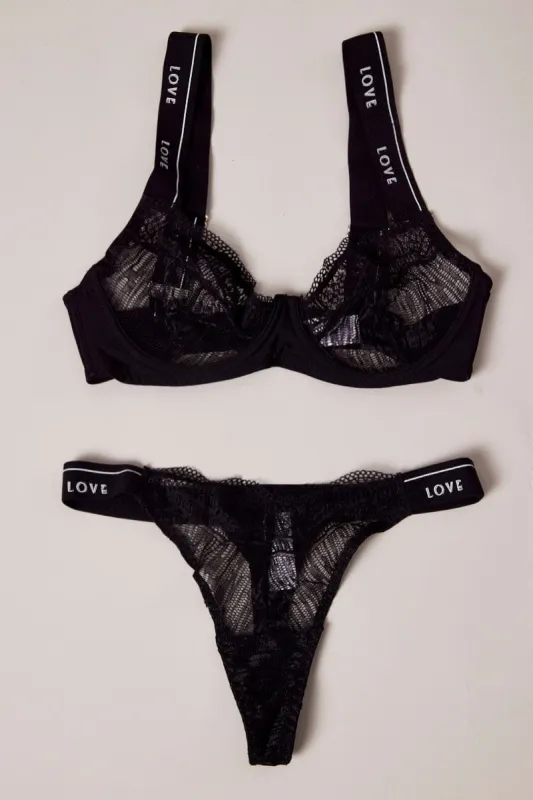 Black Lace Lingerie Set sold by Ally Fashion