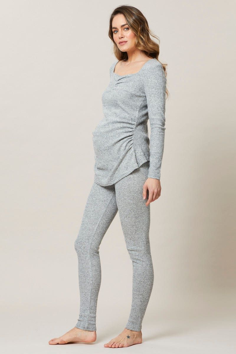 Grey Maternity Long Sleeve Brushed Rib Nightwear Set sold by Ally Fashion product image thumbnail 3