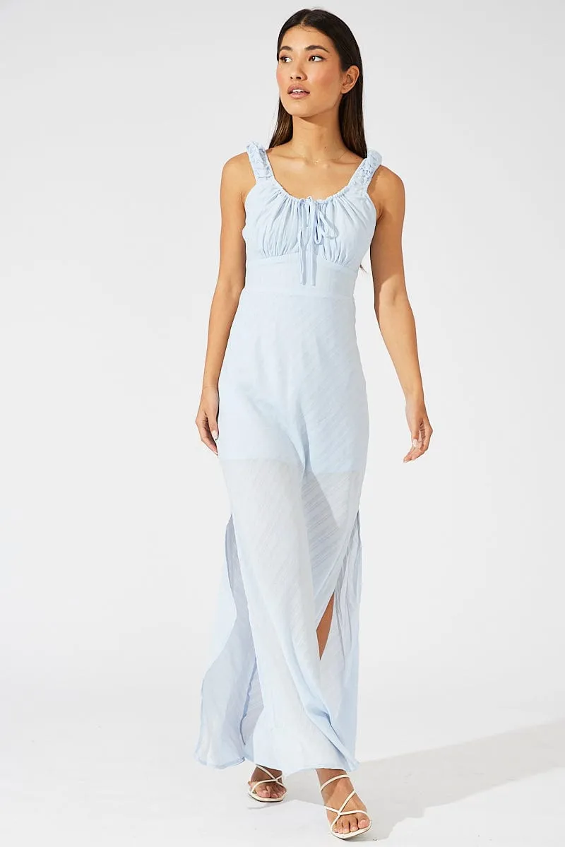 Blue Maxi Dress Short Sleeve Ruched Bust sold by Ally Fashion product image thumbnail 3
