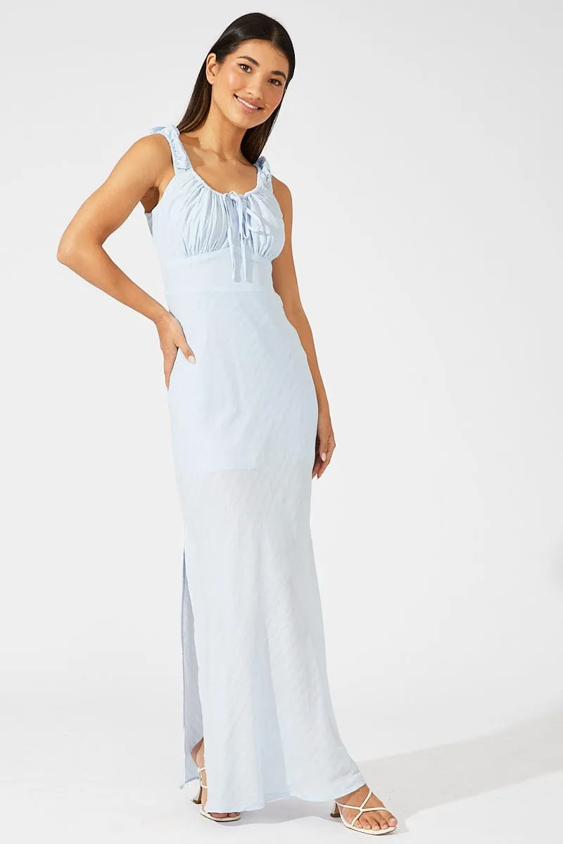 Blue Maxi Dress Short Sleeve Ruched Bust sold by Ally Fashion product image thumbnail 2