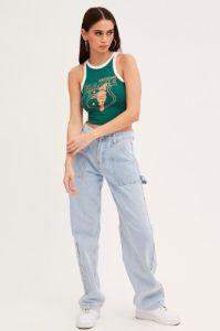 Green Sleeveless Tank Racer Back Contrast Bind sold by Ally Fashion