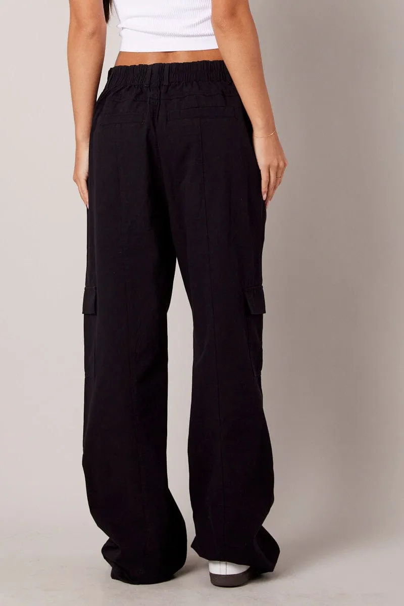 Black Cargo Pants Mid Rise sold by Ally Fashion product image thumbnail 5
