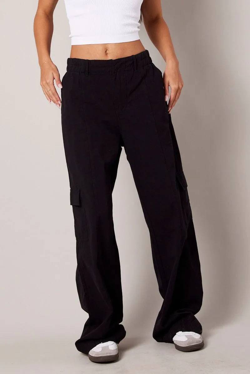 Black Cargo Pants Mid Rise sold by Ally Fashion product image thumbnail 3