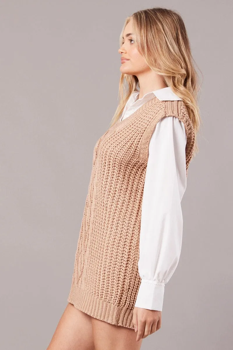 Beige Knit Top Jumper sold by Ally Fashion product image thumbnail 4