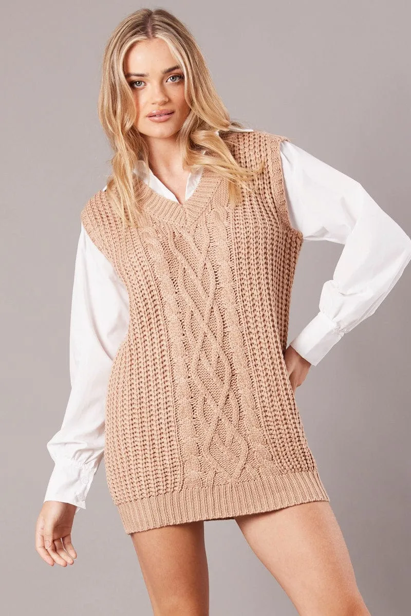 Beige Knit Top Jumper sold by Ally Fashion