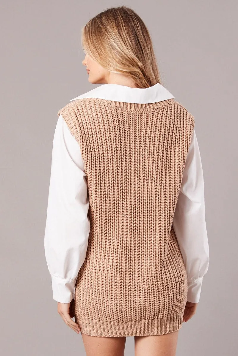 Beige Knit Top Jumper sold by Ally Fashion product image thumbnail 5