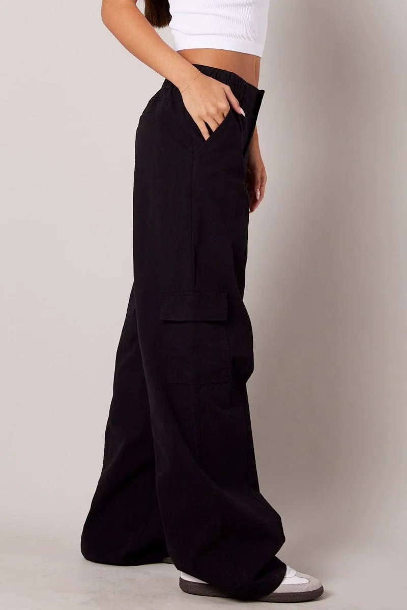 Black Cargo Pants Mid Rise sold by Ally Fashion product image thumbnail 4