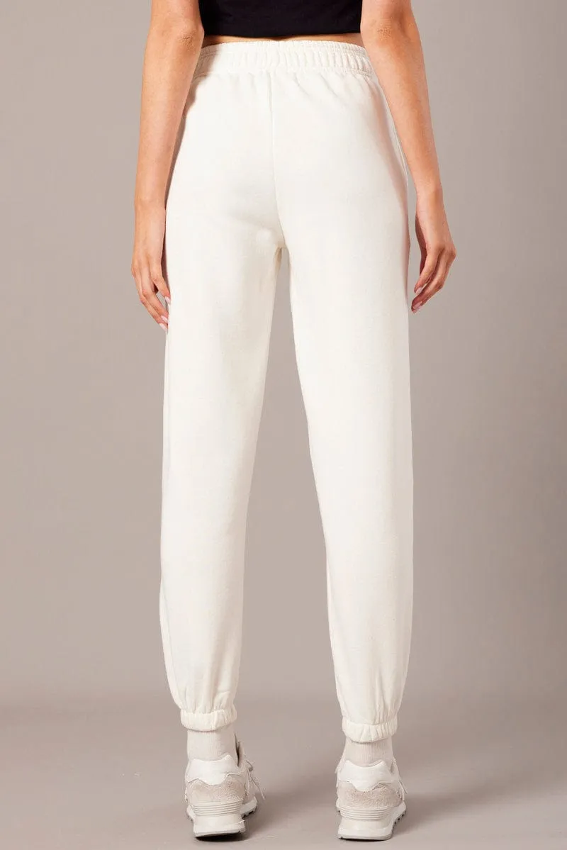 White Track Pants High Rise sold by Ally Fashion product image thumbnail 5