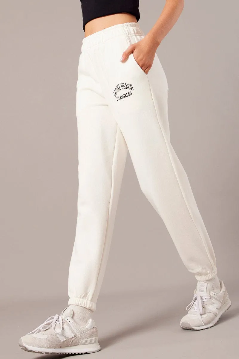 White Track Pants High Rise sold by Ally Fashion