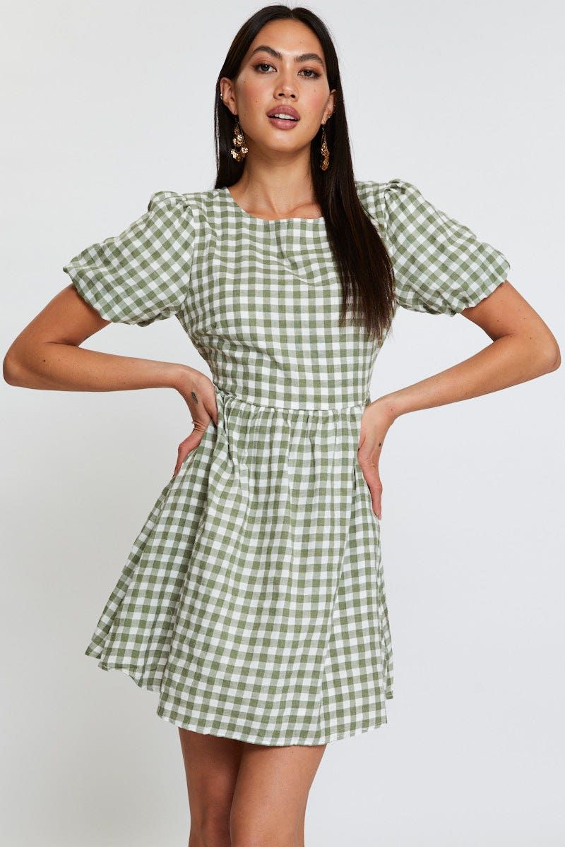 Check Mini Dress Short Sleeve sold by Ally Fashion