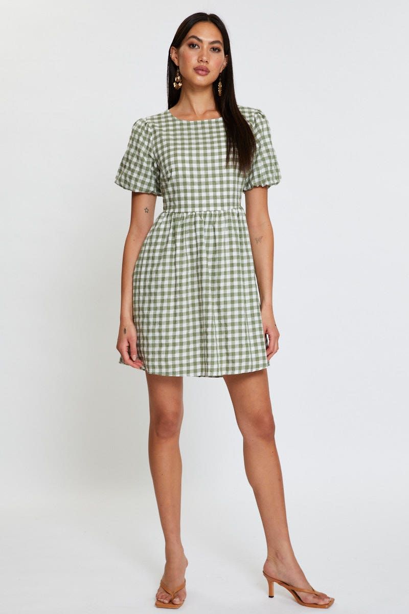 Check Mini Dress Short Sleeve sold by Ally Fashion product image thumbnail 3