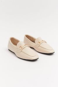 White Flat Loafers With Buckle sold by Ally Fashion