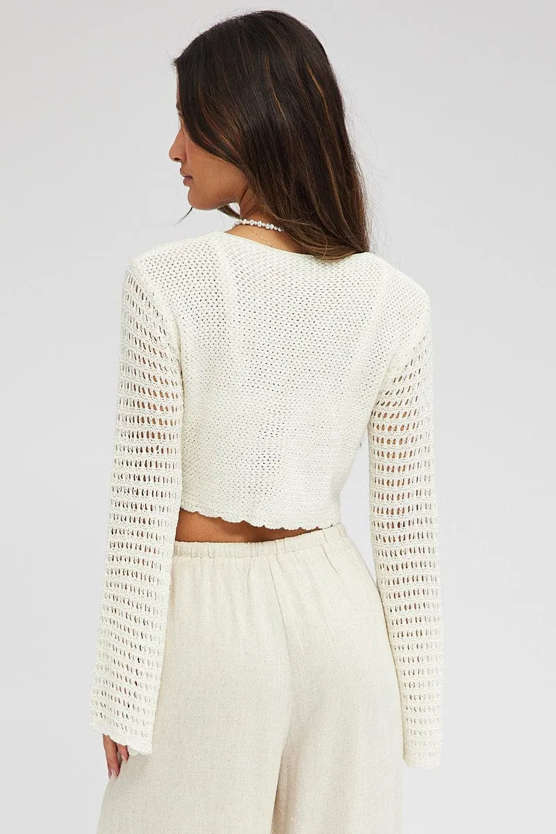 White Crochet Tie Up Cardigan sold by Ally Fashion product image thumbnail 5