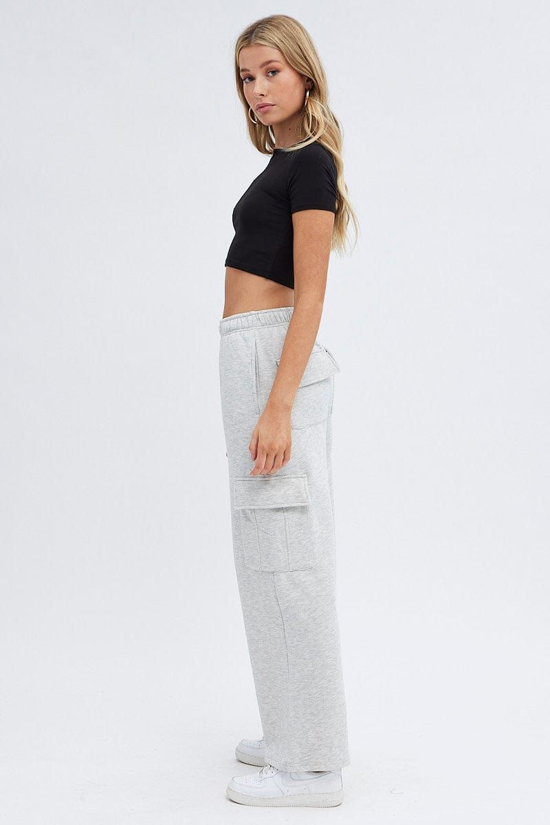 Grey Cargo Track Pants High Rise sold by Ally Fashion product image thumbnail 4