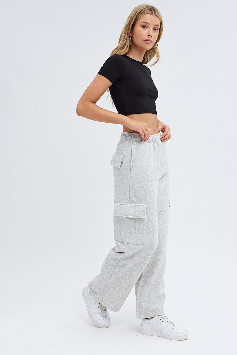 Grey Cargo Track Pants High Rise sold by Ally Fashion product image thumbnail 3