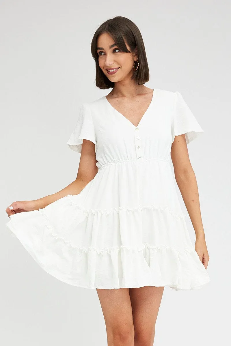 White Fit And Flare Dress Short Sleeve Mini sold by Ally Fashion