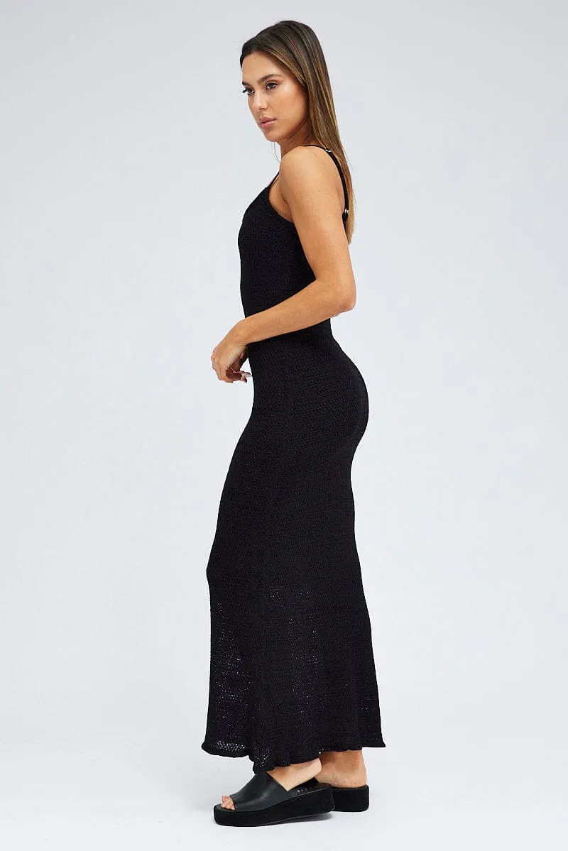 Black Knit Dress Maxi Crochet sold by Ally Fashion product image thumbnail 4