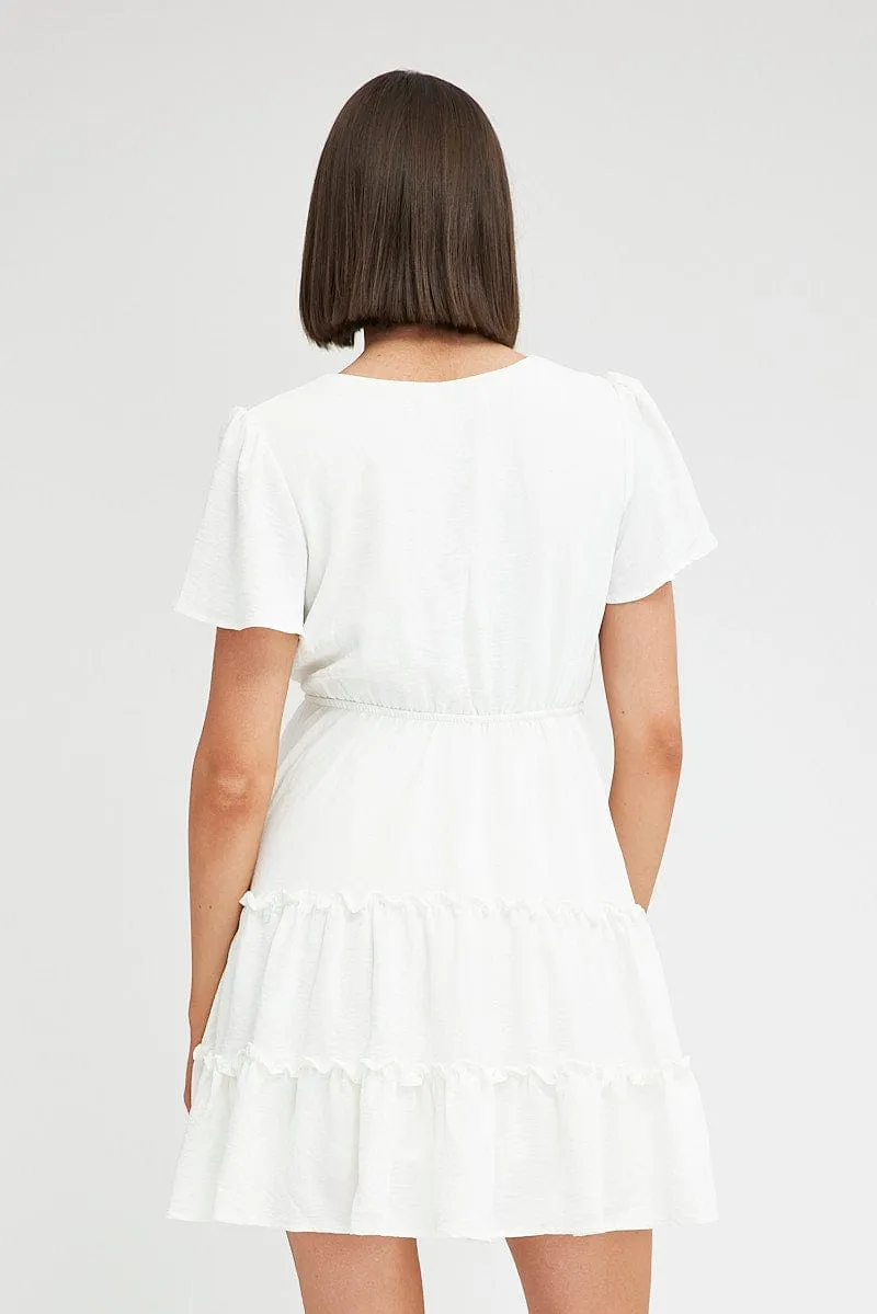 White Fit And Flare Dress Short Sleeve Mini sold by Ally Fashion product image thumbnail 5