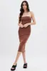 Brown Ribbed Bodycon Midi Dress sold by Ally Fashion