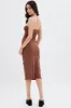 Brown Ribbed Bodycon Midi Dress sold by Ally Fashion