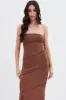 Brown Ribbed Bodycon Midi Dress sold by Ally Fashion