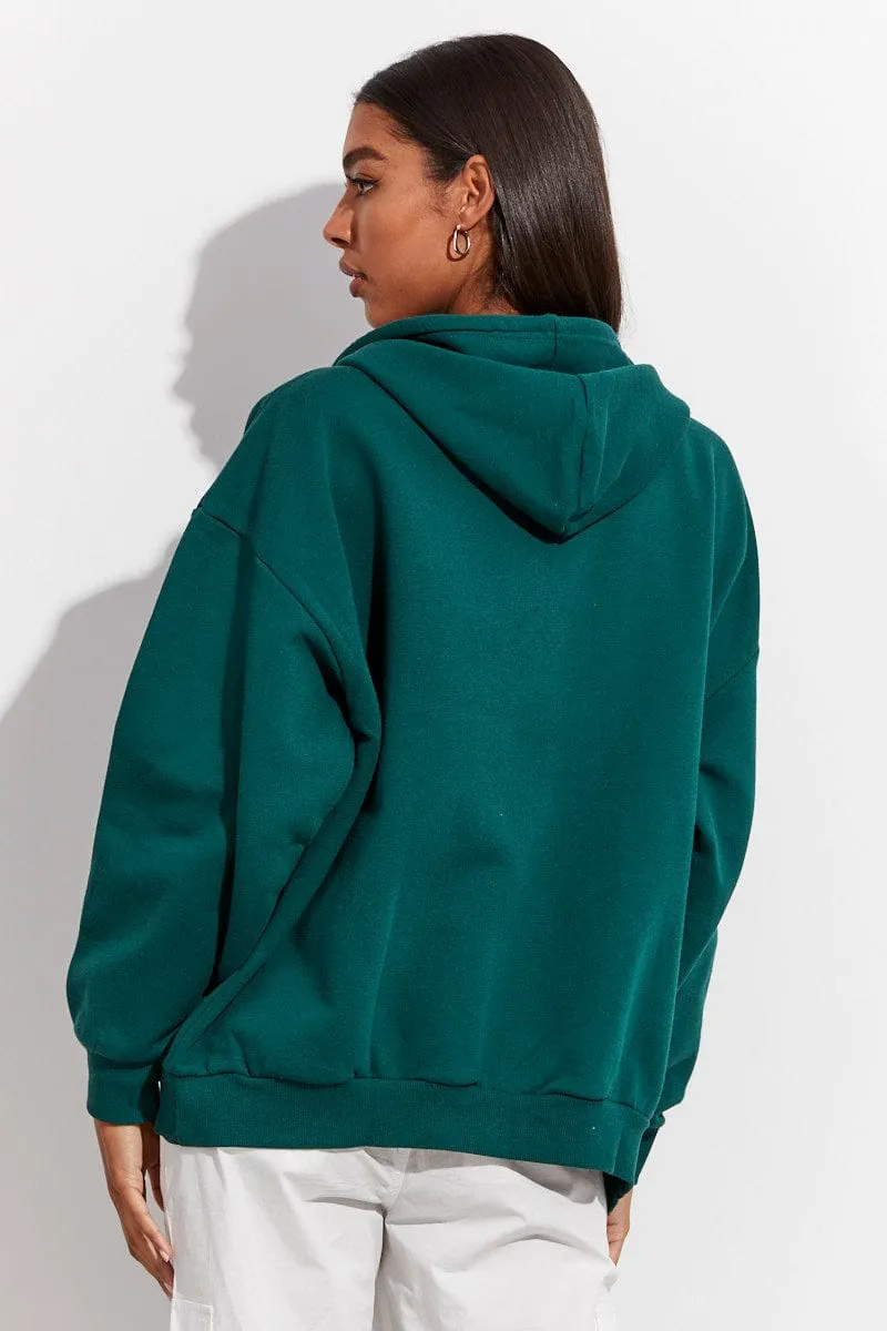 Green Hoodie Zip Long Sleeves Embroidery sold by Ally Fashion product image thumbnail 5